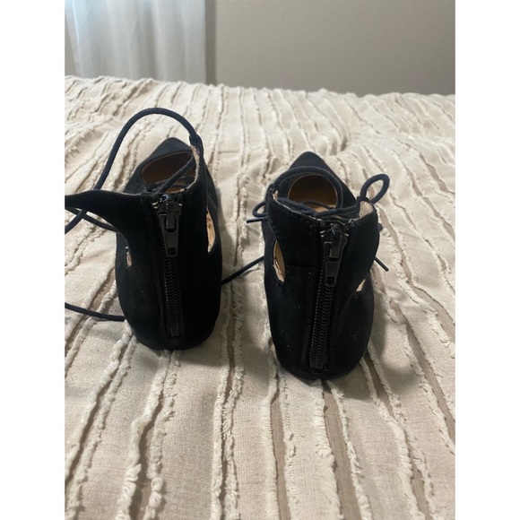 Express lace up pointed black suede flats size 8 - Picture 2 of 3